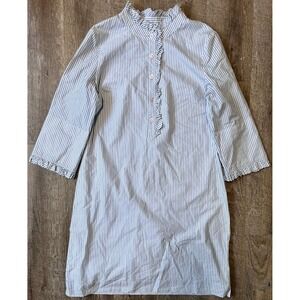 Lilly Pulitzer Brinkley blue striped shirt dress size 10 ruffle neckline 3/4 slv